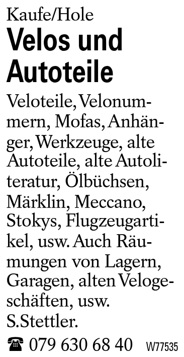 Velos und Autoteile
