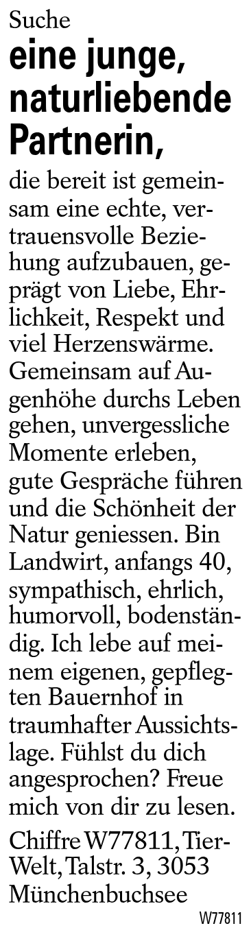 eine junge, naturliebende Partnerin,