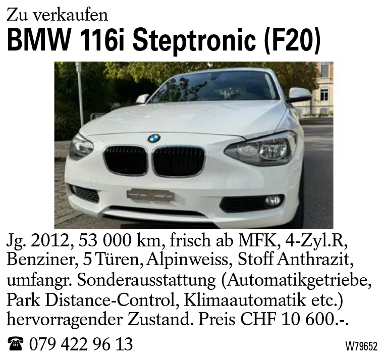 BMW 116i Steptronic (F20)