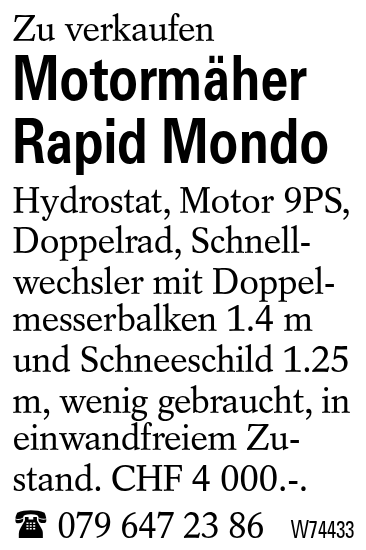 Motormäher Rapid Mondo