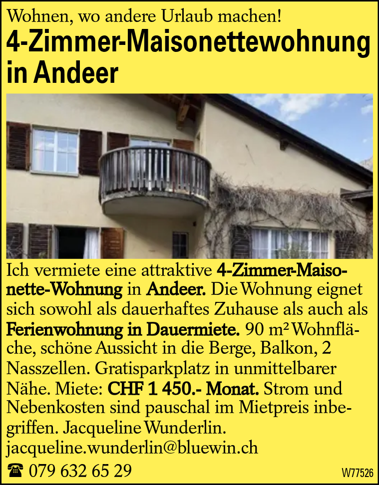 4-Zimmer-Maisonettewohnung in Andeer
