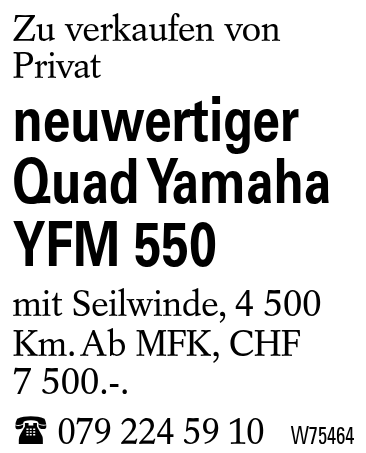 neuwertiger Quad Yamaha YFM 550