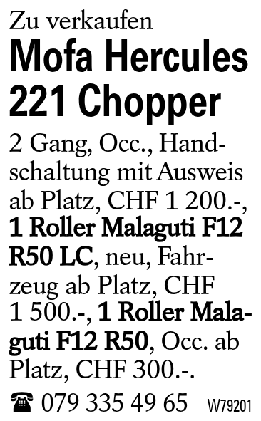 Mofa Hercules 221 Chopper