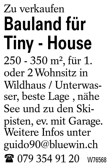 Bauland  für Tiny - House