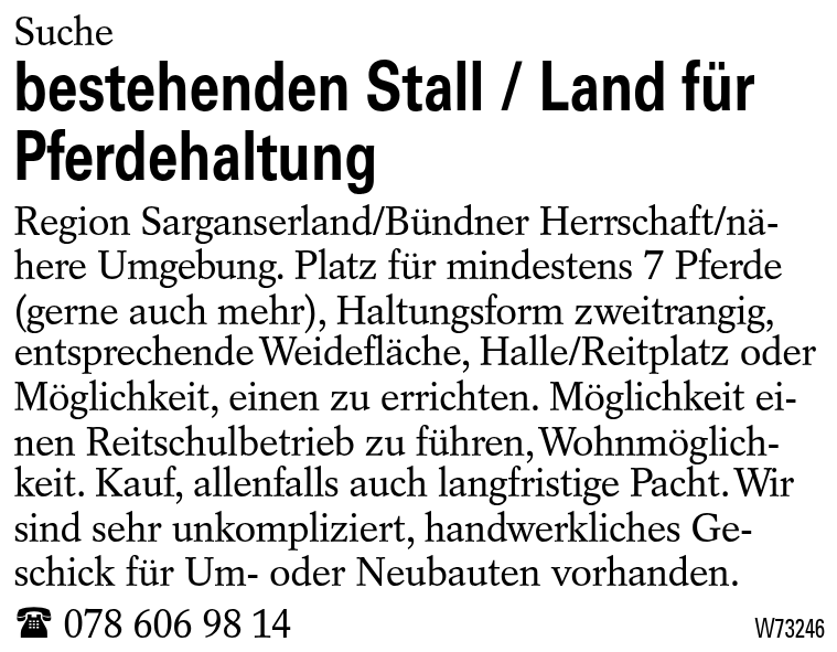 bestehenden Stall / Land für Pferdehaltung