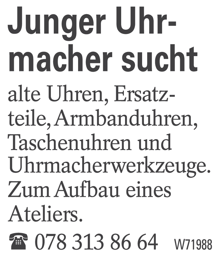 Junger Uhrmacher sucht